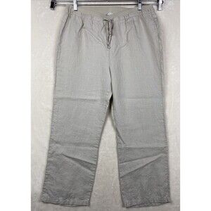 Ellen Tracy Pants Womens Large 100% Linen Beach Coastal Minimalist